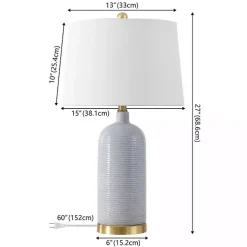Blue-Gray Striations Ceramic Table Lamp