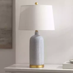 Blue-Gray Striations Ceramic Table Lamp