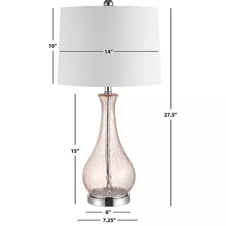 Blush Crackle Glass Teardrop Table Lamp
