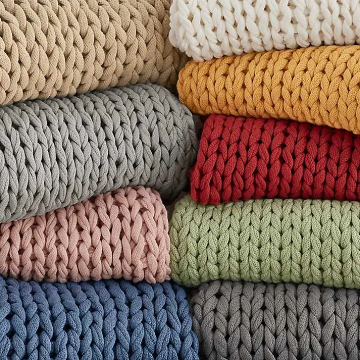 Blush Hand Made Chunky Double Knit Throw Blanket