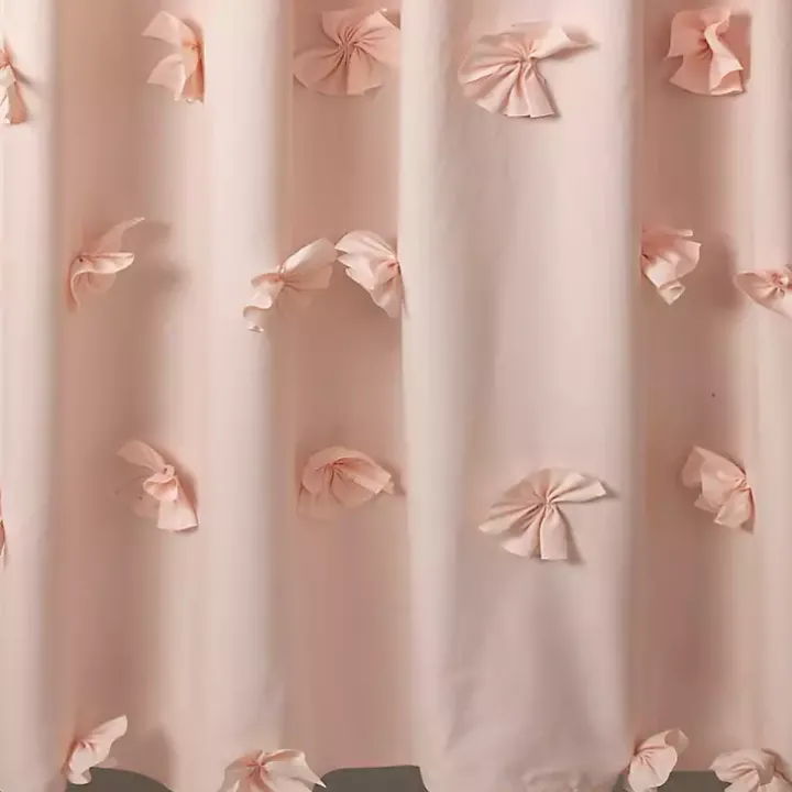 Blush Riley Cascading Bows Shower Curtain