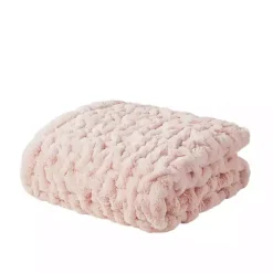 Blush Ruched Faux Fur Throw