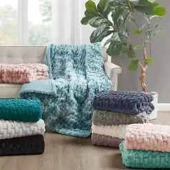 Blush Ruched Faux Fur Throw