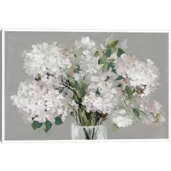 Blushing Hydrangeas Framed Canvas Art Print