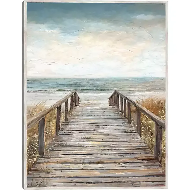 Boardwalk To The Beach Framed Canvas Art Print