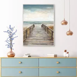 Boardwalk To The Beach Framed Canvas Art Print