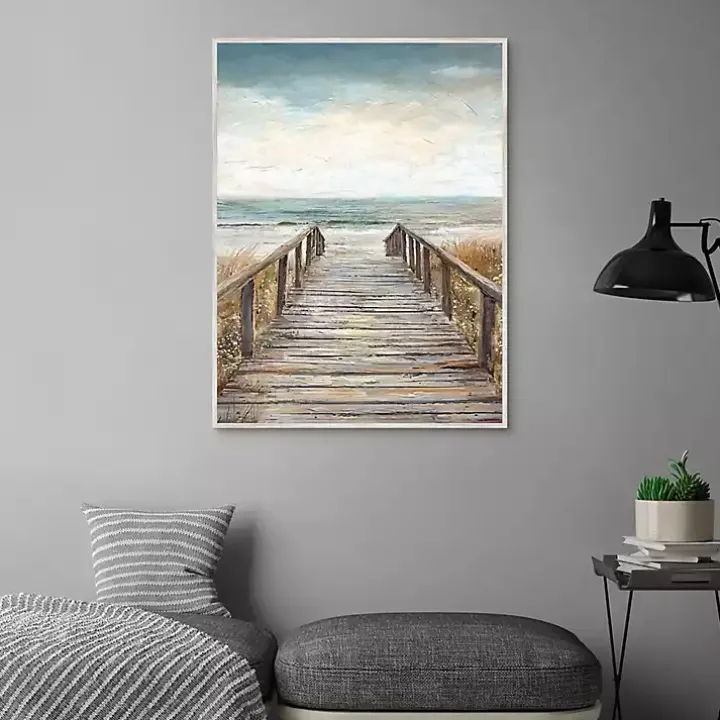 Boardwalk To The Beach Framed Canvas Art Print