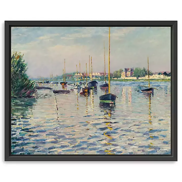 Boats at Anchor on Seine Canvas Print, 22x18 in.