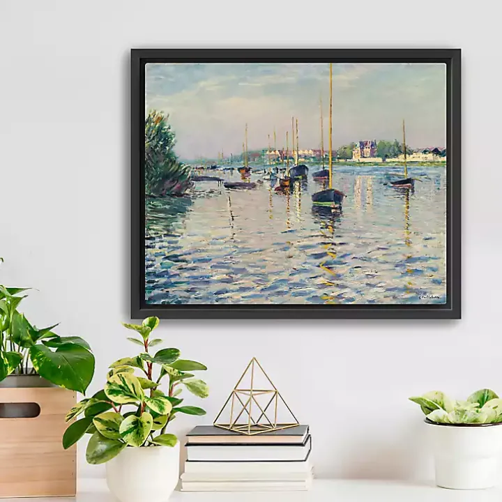 Boats at Anchor on Seine Canvas Print, 22x18 in.