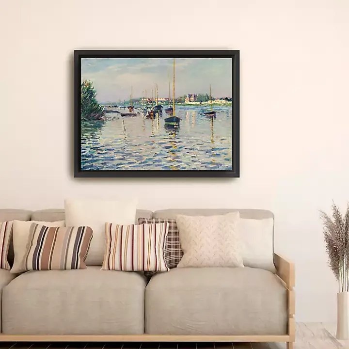 Boats at Anchor on Seine Canvas Print, 42x32 in.