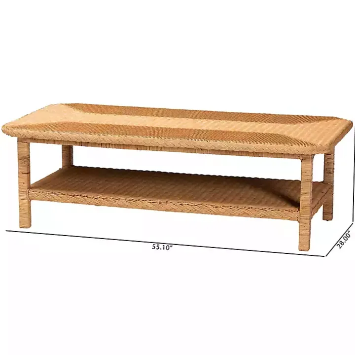 Bohemian Braided Rattan Coffee Table