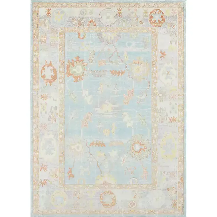 Bohemian Gretna Aqua Beige Accent Rug, 2x3