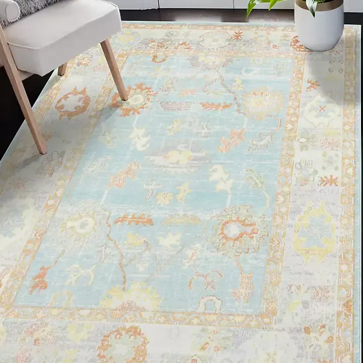 Bohemian Gretna Aqua Beige Accent Rug, 2x3