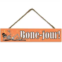 Bone-Jour Skeleton Hanging Wall Plaque