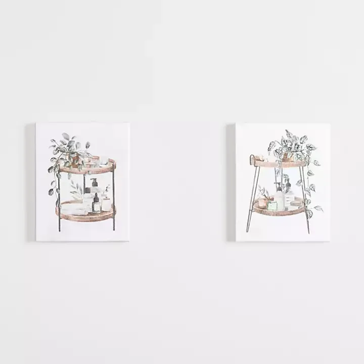 Botanical Trays Canvas Art Prints, Set of 2