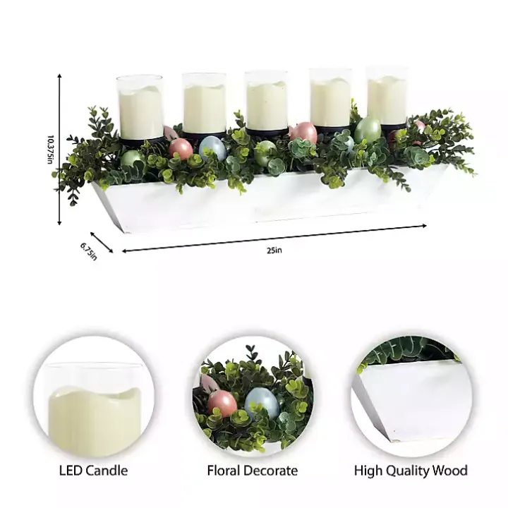 Boxwood and Easter Eggs LED Candle Centerpiece