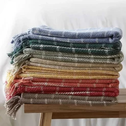 Brandy Tan Plaid Fringed Throw
