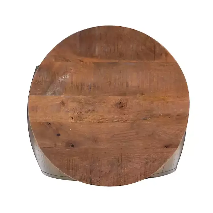 Brass Hammered Drum Storage Coffee Table