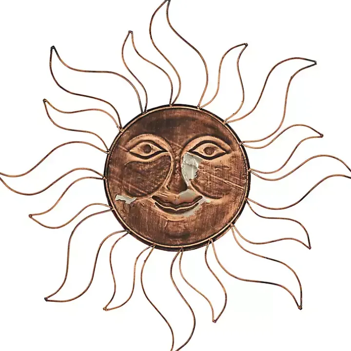 Brass Sun Metal Outdoor Wall Plaque