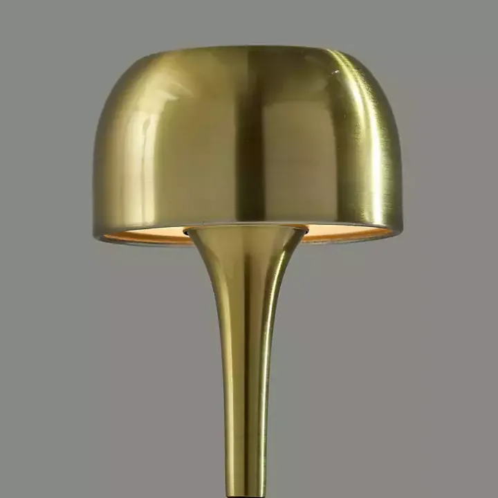 Brass Tapered Dome Frosted Light Cordless Lamp