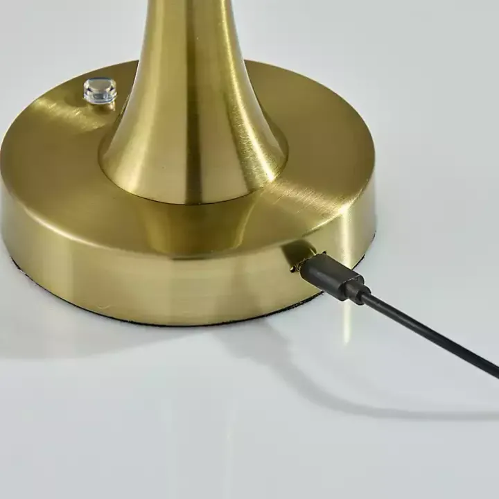 Brass Tapered Dome Frosted Light Cordless Lamp