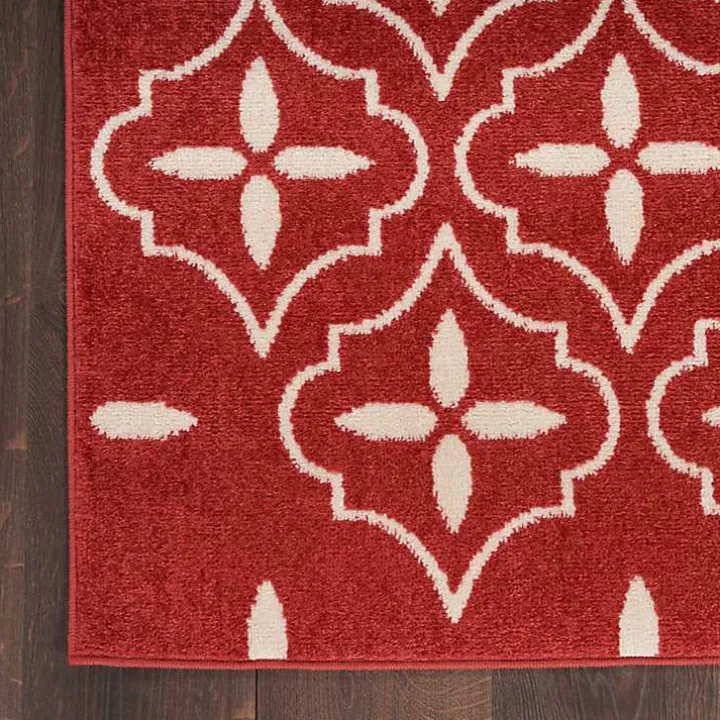 Brick & Ivory Quatrefoil Indoor/Outdoor Rug, 5x7