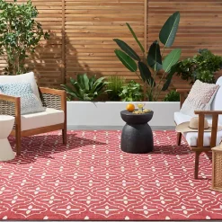 Brick & Ivory Quatrefoil Indoor/Outdoor Rug, 8x10