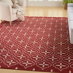 Brick & Ivory Quatrefoil Indoor/Outdoor Rug, 8x10