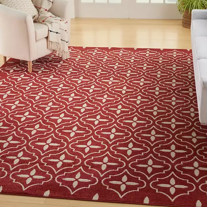 Brick & Ivory Quatrefoil Indoor/Outdoor Rug, 8x10