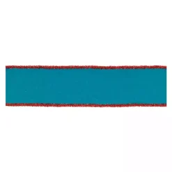 Bright Blue Wool 5 yd Christmas Ribbons, Set of 2