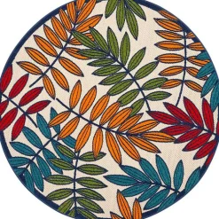 Bright Branches Round Outdoor Area Rug, 5x5