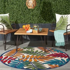 Bright Branches Round Outdoor Area Rug, 5x5