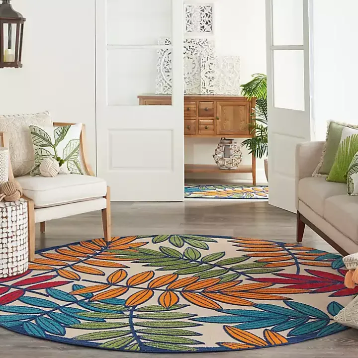 Bright Branches Round Outdoor Area Rug, 7x7