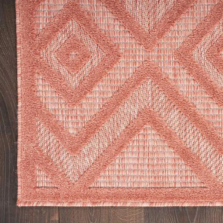 Bright Coral Diamond Outdoor Area Rug, 6x9