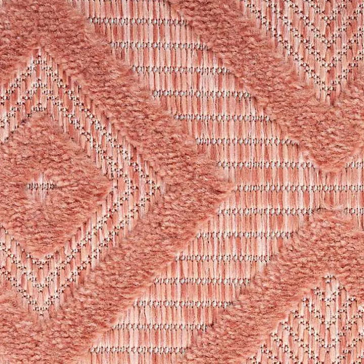 Bright Coral Diamond Outdoor Area Rug, 6x9