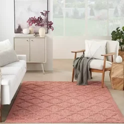 Bright Coral Trellis Outdoor Area Rug, 4x6
