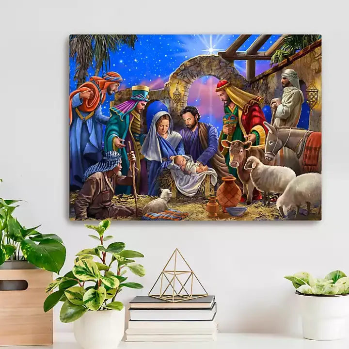 Bright Nativity Scene Canvas Art Print, 18x24