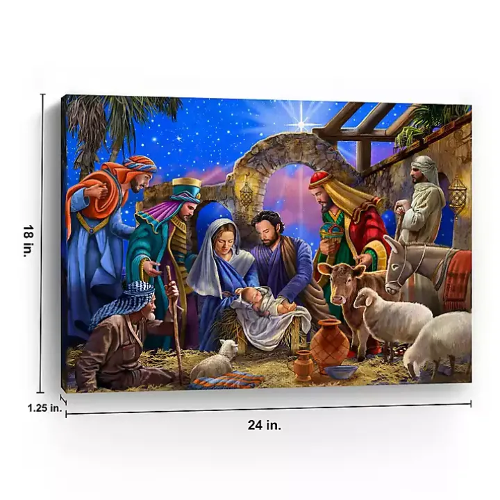 Bright Nativity Scene Canvas Art Print, 18x24