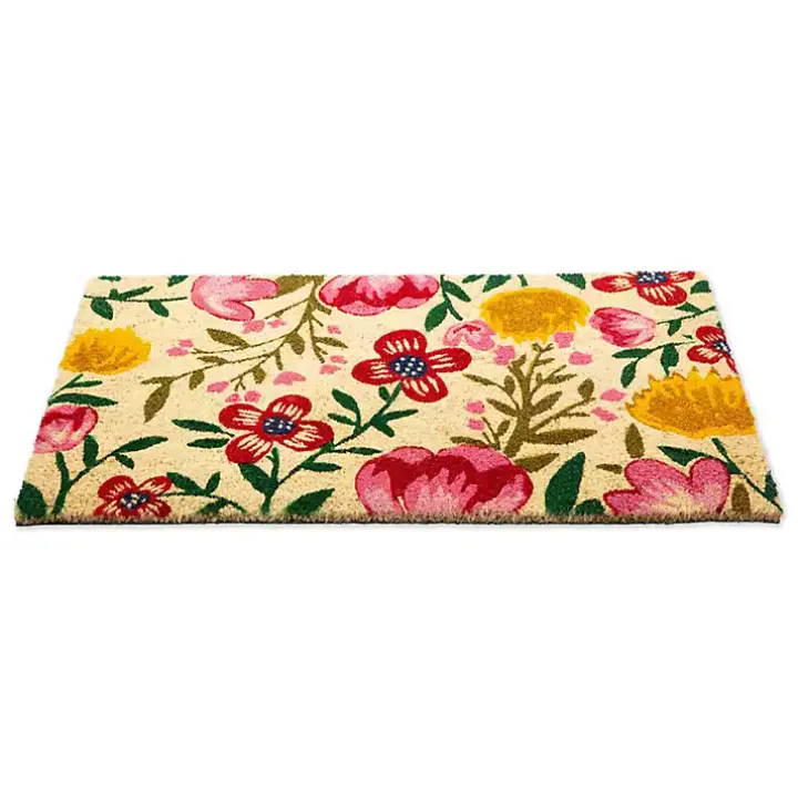 Bright Summer Blossoms Coir Doormat