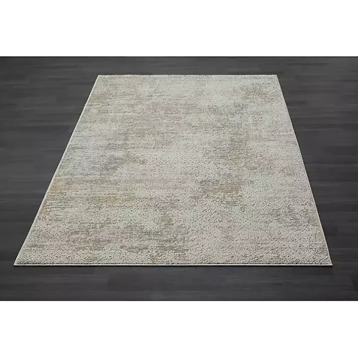 Brisbane Beige Faded Damask Area Rug, 4x6