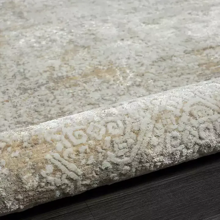 Brisbane Beige Faded Damask Area Rug, 4x6