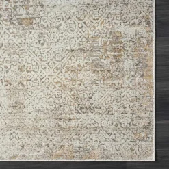 Brisbane Beige Faded Damask Area Rug, 8x10
