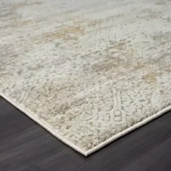 Brisbane Beige Faded Damask Area Rug, 8x10