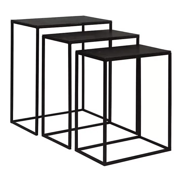Bronze & Black Metal Nesting Side Tables, Set of 3