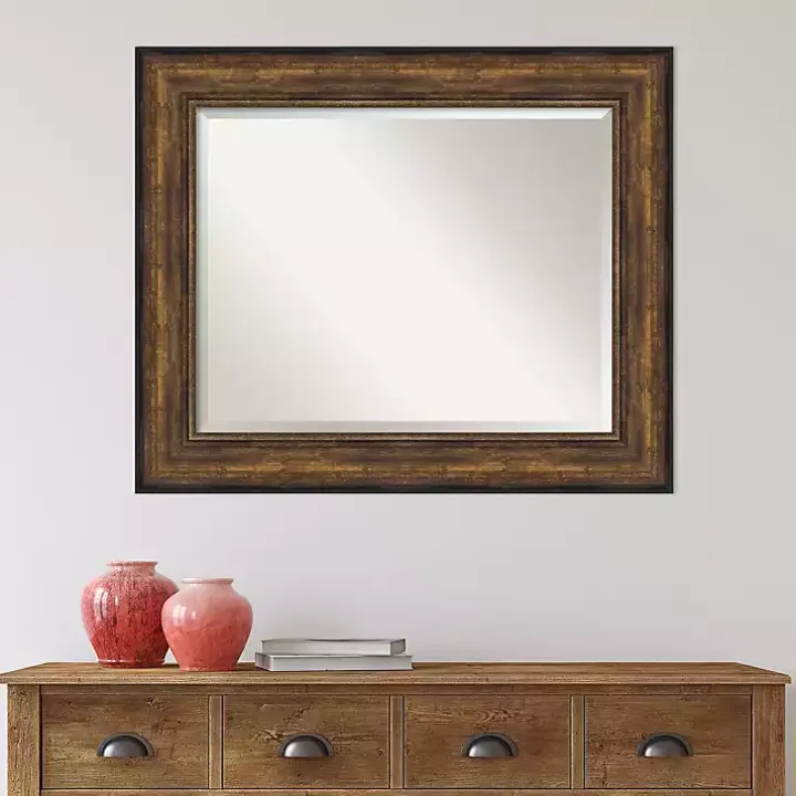 Bronze Frame Beveled Mirror, 35.5x29.5 in.
