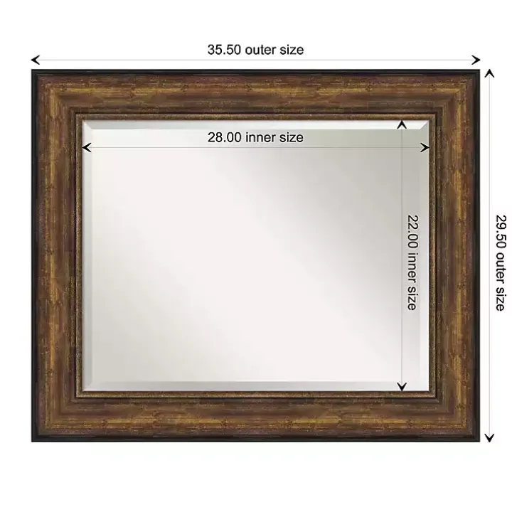 Bronze Frame Beveled Mirror, 35.5x29.5 in.