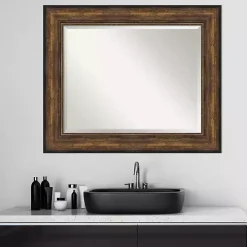 Bronze Frame Beveled Mirror, 35.5x29.5 in.