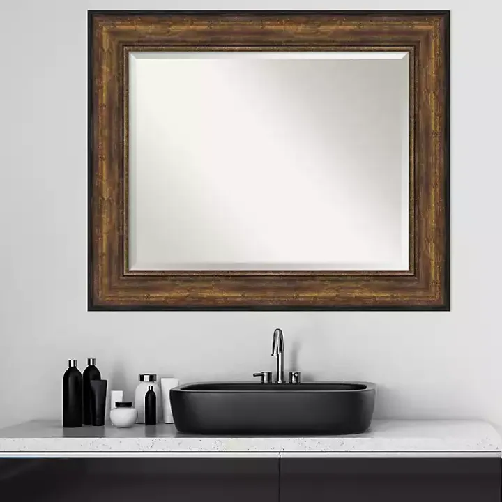 Bronze Frame Beveled Mirror, 35.5x29.5 in.