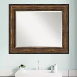 Bronze Frame Beveled Mirror, 35.5x29.5 in.