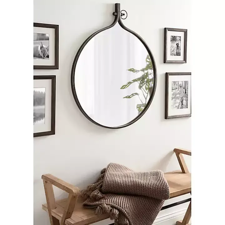 Bronze Metal Antique Round Wall Mirror